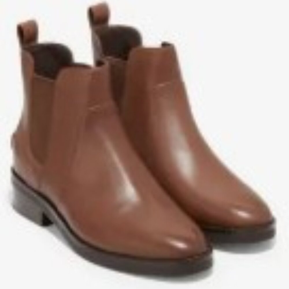 COLE HAAN Grand Series Nora Leather Ankle Chelsea Waterproof  Boots